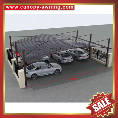 China outdoor anti uv sunshade pc polycarbonate aluminium aluminium parking car shelter canopy awning cover shield carport supplier