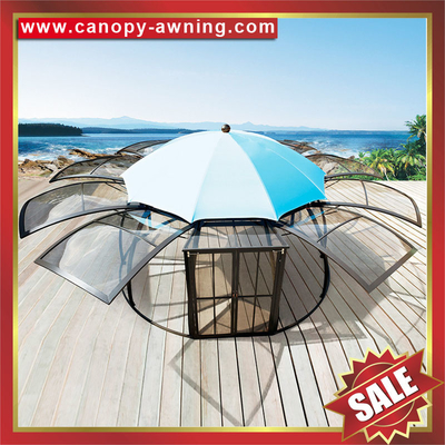 China Hot sale outdoor alu aluminum pc polycarbonate gazebo pavilion sunroom sun room house umbrella tent dome canopy awning supplier