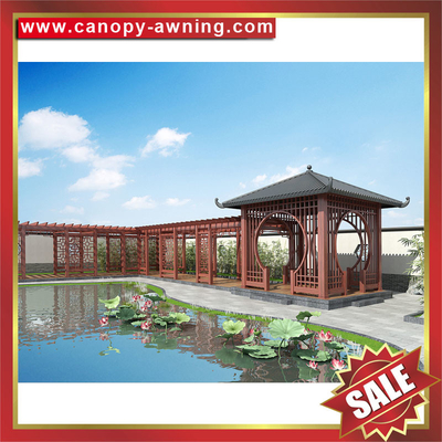 China high quality outdoor Aluminium aluminum wood look pavilion pergola sunshade shelter canopy awning gazebo supplier