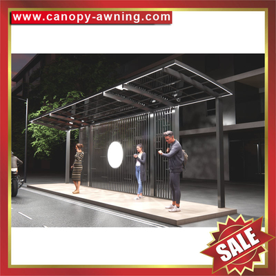 China customized outdoor aluminum alu polycarbonate pc bus shelter canopy cover awning for sale supplier