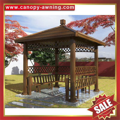 China high quality outdoor antique wood look aluminum gazebo pavilion canopy awning shelter shed supplier