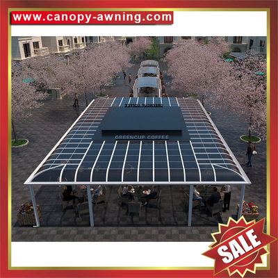 China patio terrace sunshade aluminum polycarbonate gazebo shelter canopy awning for the coffee shop canteen store restaurant supplier