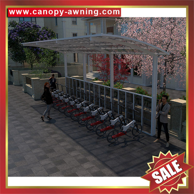 China excellent outdoor public aluminum polycarbonate park sharing bike bicycle motorcycle canopy cover awning shelter supplier