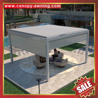China outdoor backyard Modern Aluminium Motorized Opening louvered shutter Roof Pergola for sale supplier