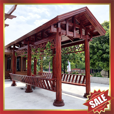 China Public garden park corridor gazebo wood style Aluminium aluminum alloy metal pavilion kiosk pergola sunshade shelter! supplier