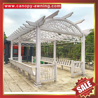 China public garden park decoration wood style aluminium aluminum metal grape trellis Pergola vine grids sunshade shelter supplier