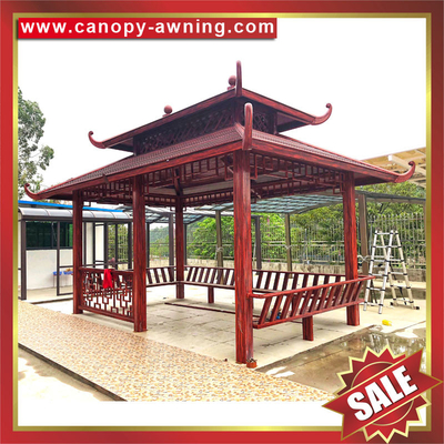 China Chinese classic outdoor garden park wood style Aluminium alu metal gazebo pavilion canopy-beautiful sun rain shelter supplier