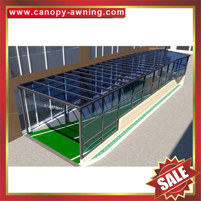 China outdoor alu aluminum polycarbonate pc corridor walkway throughway passage canopy awning shelter cover tunnel project supplier