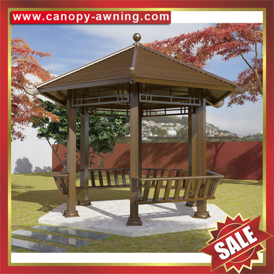 outdoor backyard garden park wood look style aluminum pavilion gazebo canopy pergola sunshade shelter! supplier