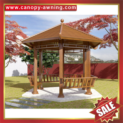 outdoor backyard garden park wood look style aluminum pavilion gazebo canopy pergola sunshade shelter! supplier