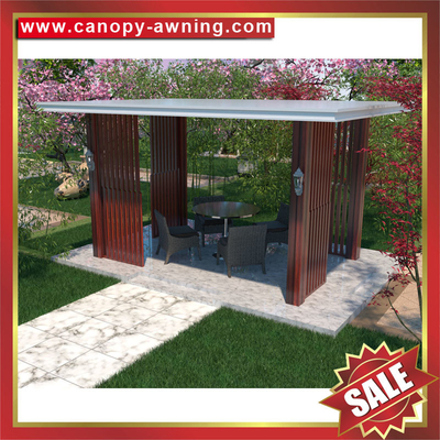 backyard garden park wood look Aluminum gazebo pavilion canopy awning sunshade shelter for sales supplier