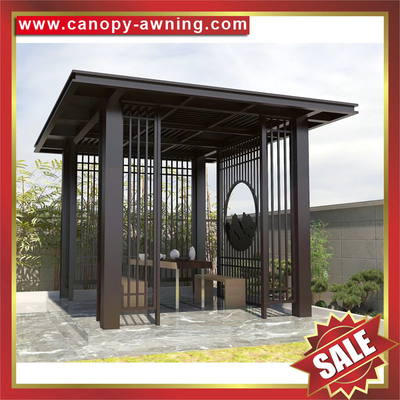 backyard garden park wood look Aluminum gazebo pavilion canopy awning sunshade shelter for sales supplier