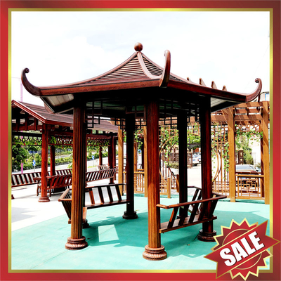 Public garden park corridor gazebo wood style Aluminium aluminum alloy metal pavilion kiosk pergola sunshade shelter! supplier