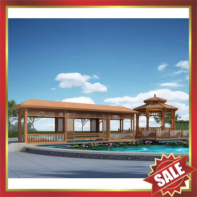 Public garden park corridor gazebo wood style Aluminium aluminum alloy metal pavilion kiosk pergola sunshade shelter! supplier