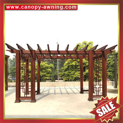 public outdoor garden leisure park wood style aluminium aluminum metal grape trellis Pergola vine grids sunshade shelter supplier